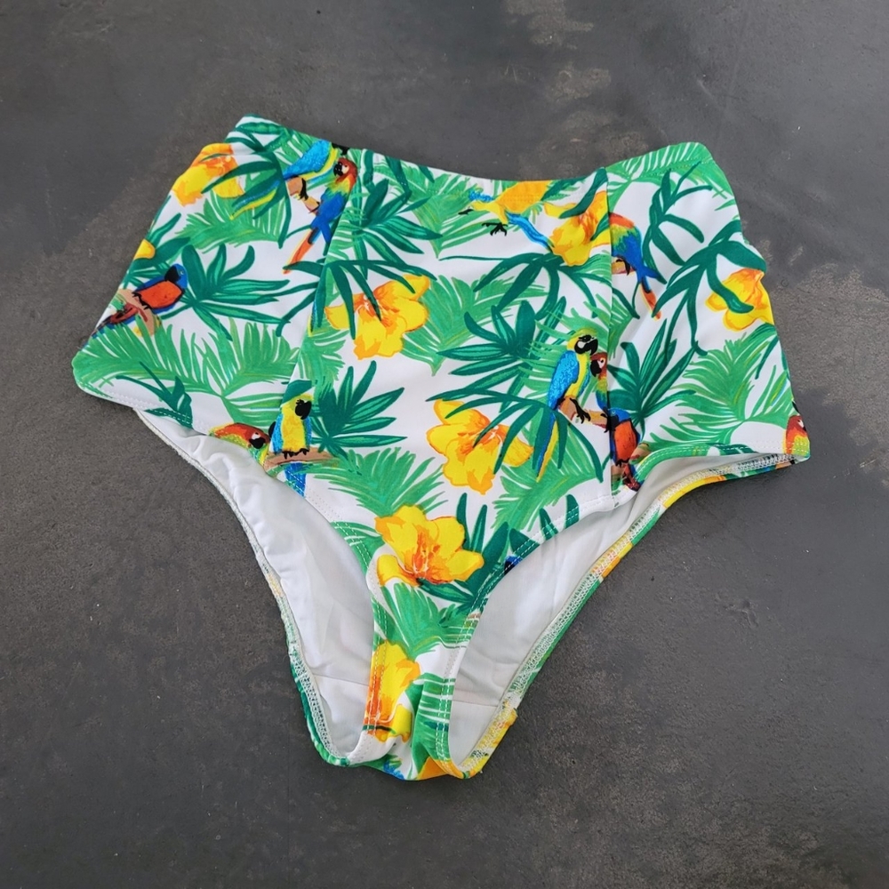 Tropical high waisted swim trunks